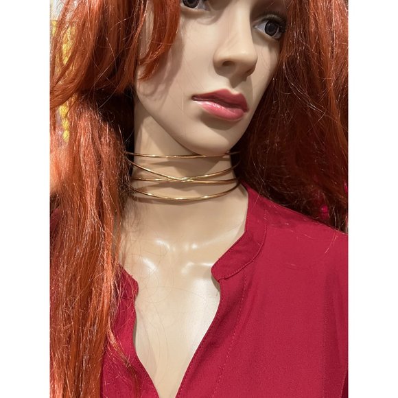 Chunky gold necklace cuff choker big statement oversized large metal statement - Picture 7 of 7